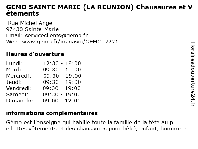 Gemo st marie clearance
